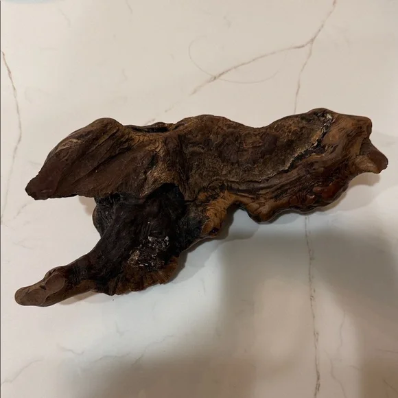 Vintage Burl Wood Menorah with Brass Candle Holders